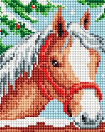 Миниатюра фотографии Белоснежка мозаичная картина белогривая лошадка