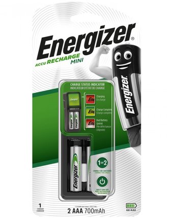 Миниатюра фотографии Energizer зарядное устройство mini с аккумуляторами aaa (hr03) 700mah