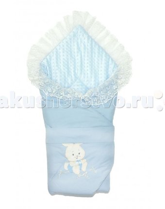 Миниатюра фотографии Осьминожка конверт-одеяло с кружевом и вышивкой милый зая