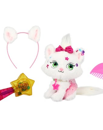 Миниатюра фотографии Мягкая игрушка shimmer stars плюшевый котенок 20 см цвет: белый