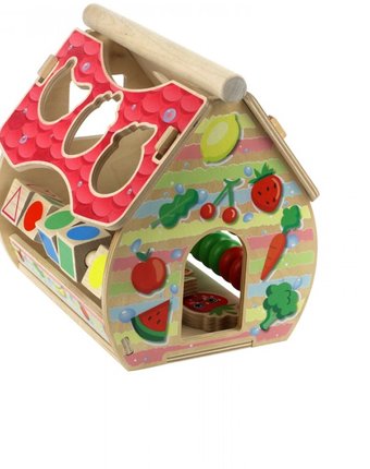 Миниатюра фотографии Деревянная игрушка woodlandtoys развивающая сортер домик фрукты-ягоды