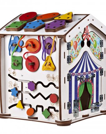 Миниатюра фотографии Деревянная игрушка evotoys бизиборд домик знайка цирк мини