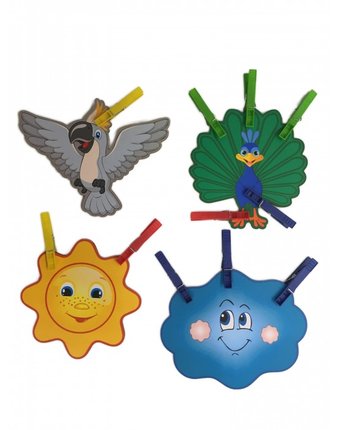 Сибирские игрушки Игры с прищепками Солнце, тучка, павлин, какаду