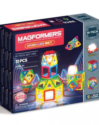 Конструктор Magformers Магнитный Neon Led set