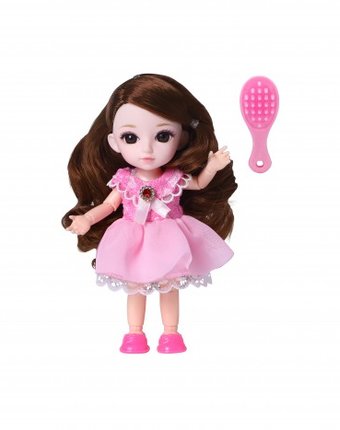Funky Toys Кукла шарнирная Малышка Лили шатенка с расческой 16 см