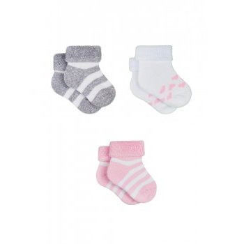 Миниатюра фотографии Носки детские для девочек, 3 пары, белый, розовый, серый