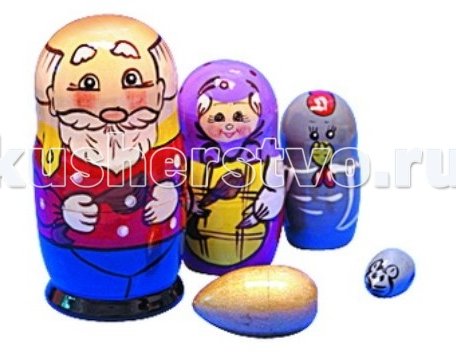 Деревянная игрушка RNToys Матрешка Сказка Курочка Ряба 5 в 1