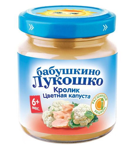 Пюре Бабушкино лукошко кролик-цветная капуста, с 6 месяцев, 100 г