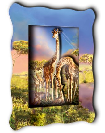 Хобби и Творчество VIZZLE Объемная картина Семья жирафов