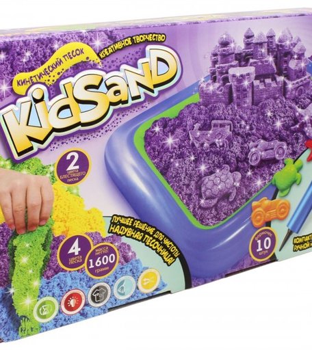 Danko Toys Кинетический песок Kidsand с Надувной Песочницей и формочками 4 цвета 1,6 кг