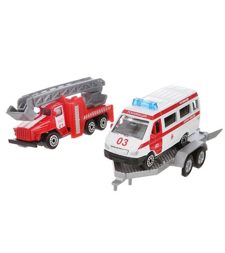 Игровой набор Технопарк Пожарная техника, 7.5 см
