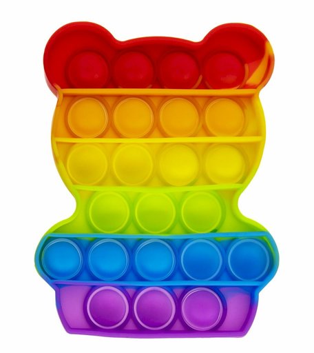 Игрушка-антистресс 1Toy Пупырка вечная Мишка радужный 12.5 см
