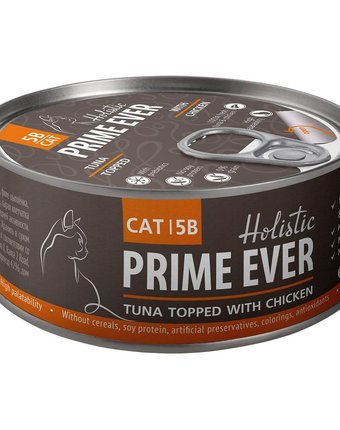 Влажный корм Prime Ever 5B желе, тунец с цыпленком, 80 г