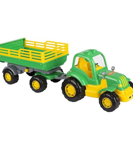 Трактор Полесье Крепыш с прицепом зеленый 44 см