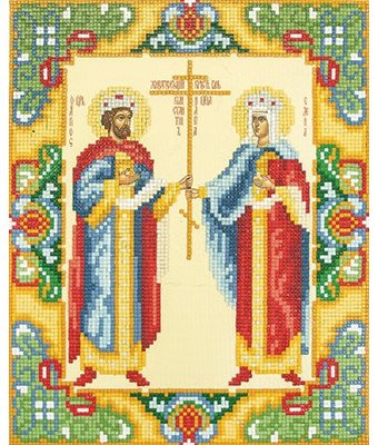 Фрея Кристальная мозаика Икона Святых Равноапостольных царя Константина и царицы Елены 22x27 см