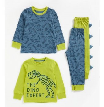 Пижамы "Эксперт по динозаврам", 2 шт., зеленый, синий