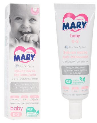 Зубная паста Mary для малышей Липа, с рождения, 45 мл