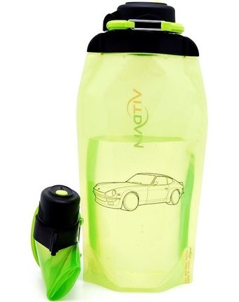 Миниатюра фотографии Vitdam складная эко бутылка с карабином спортивная машина 860 мл