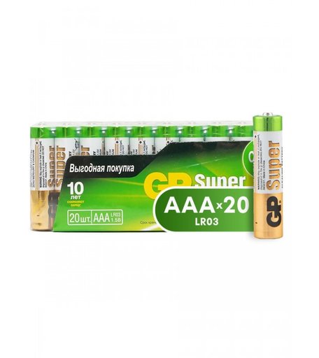 GP Щелочные батарейки Super Alkaline ААA (LR6) 20 шт.