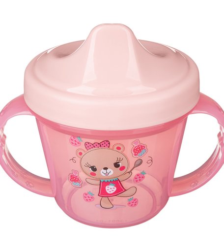 Поильник Пластишка с ручками и декором, для новорожденных