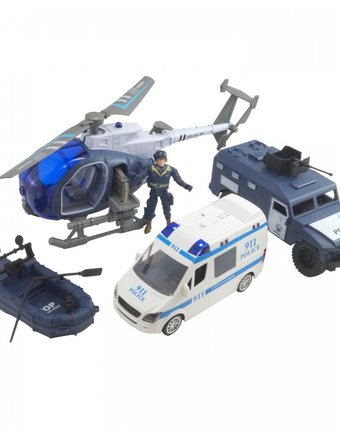 HK Industries  Игровой набор Полицейские, машина, грузовик, вертолет с функцией Try Me