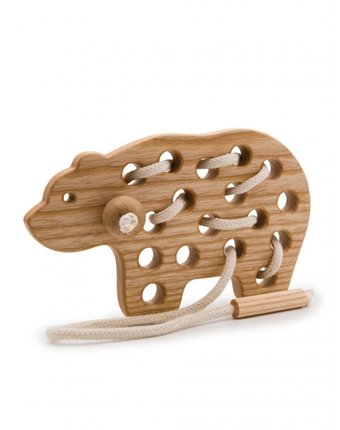 Миниатюра фотографии Деревянная игрушка rodent kids шнуровка медведь