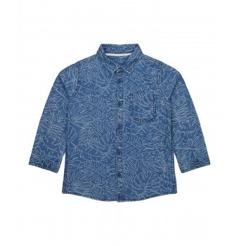 Миниатюра фотографии Рубашка джинсовая "листья", синий