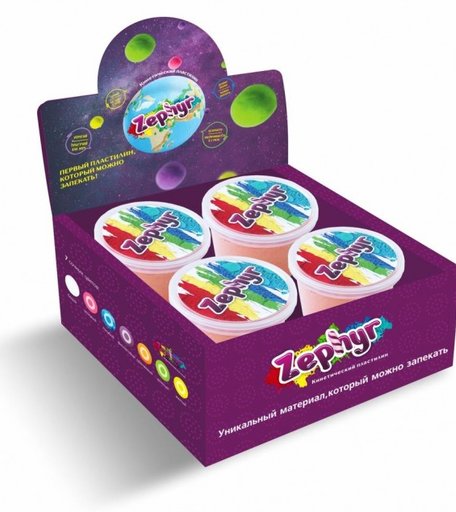 Zephyr Кинетический пластилин Шоу-Бокс 8 банок 4 цвета