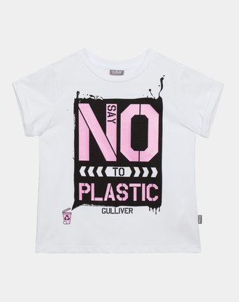 Миниатюра фотографии Футболка say no to plastic для девочки gulliver