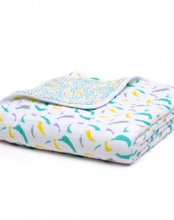 Муслиновое одеяло Adam Stork Sweet Dream, белый и зеленый