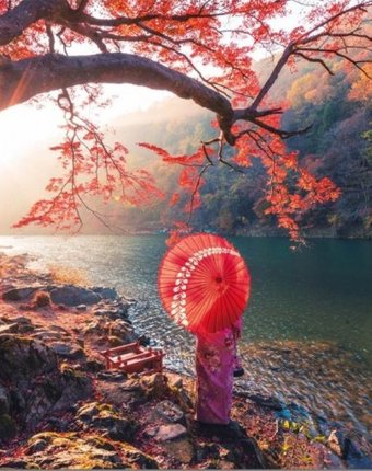 Миниатюра фотографии Educa пазл восход солнца на реке кацура япония 1000 деталей