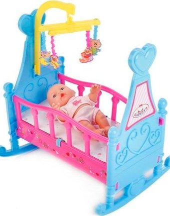 Миниатюра фотографии Кукла-пупс карапуз в кроватке, с аксессуарами 29 см