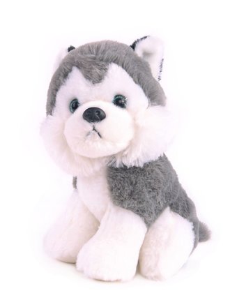 Миниатюра фотографии Мягкая игрушка button blue собачка хаски 20 см цвет: серый/белый