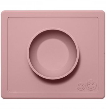 Миниатюра фотографии Силиконовая тарелка-плейсмат ezpz happy bowl, цвет: нежно-розовый