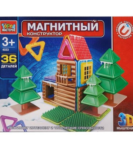 Конструктор Город мастеров магнитный Зимний домик (36 деталей)
