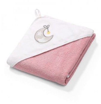 Полотенце с капюшоном BabyOno "Soft", 100 х 100 cм, белый, коралловый