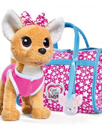 Миниатюра фотографии Мягкая игрушка chi-chi love собачка звездный стиль с сумочкой 20 см