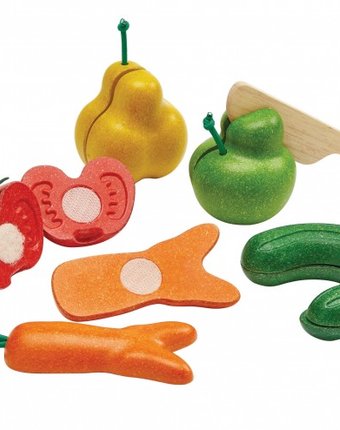 Миниатюра фотографии Деревянная игрушка plan toys нарежь фрукты и овощи