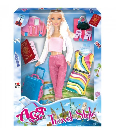 Toys Lab Кукла Ася Блондинка с косичками Путешественница