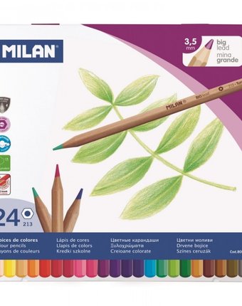 Milan Карандаши цветные 24 цвета шестигранные в металлической упаковке 80058